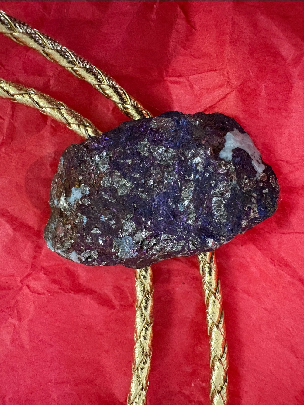 Rough Dark Purple Mineral Specimen Bolo Tie